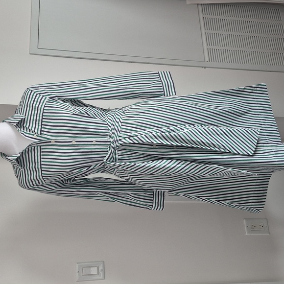 J. Crew Multicolour Striped Button Down Belted Tie Waist Midi Shirtdress Size 6 - Picture 2 of 10